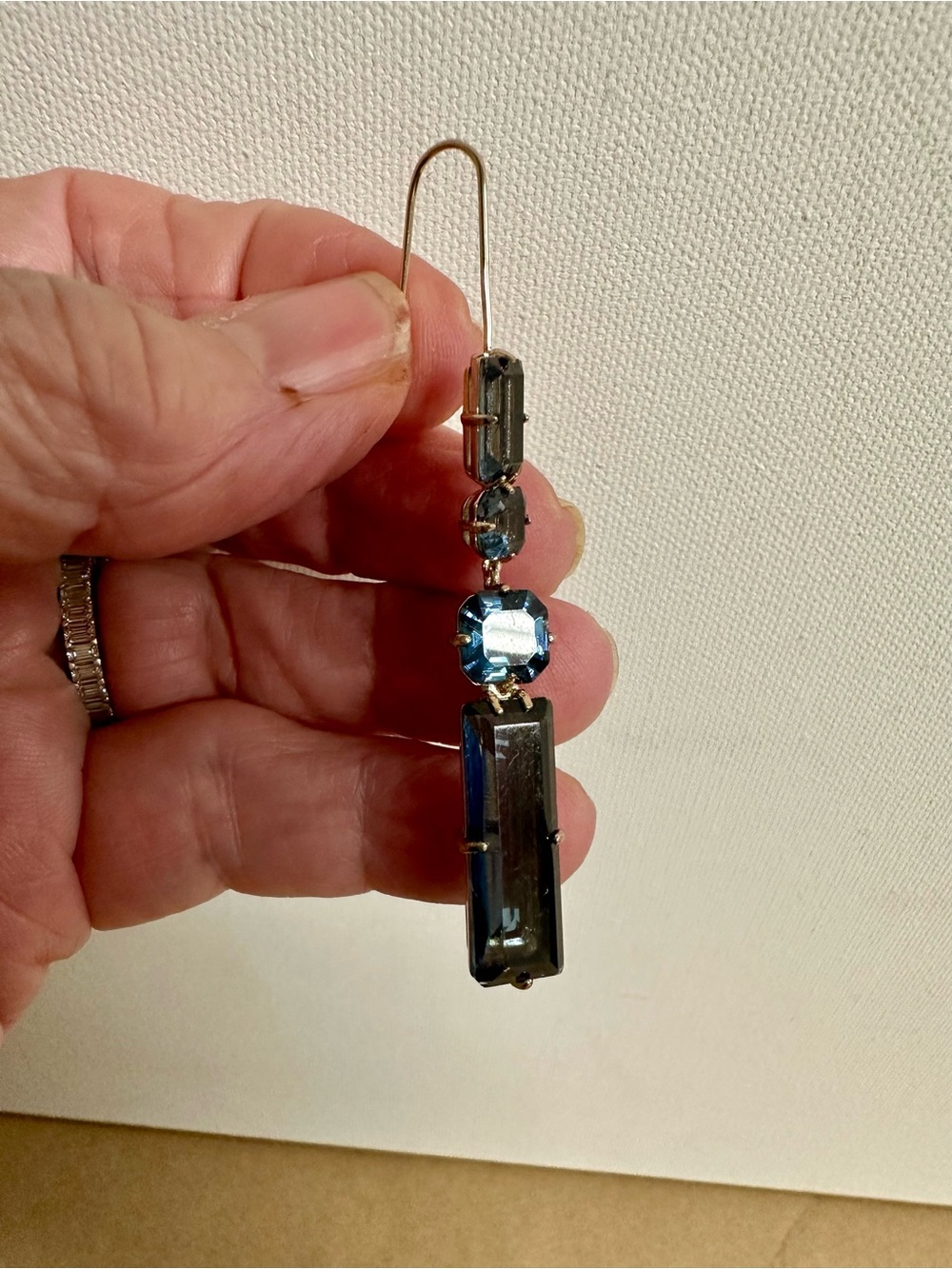 Lauren Ralph Lauren Dark Blue Crystal Linear Drop Earrings
